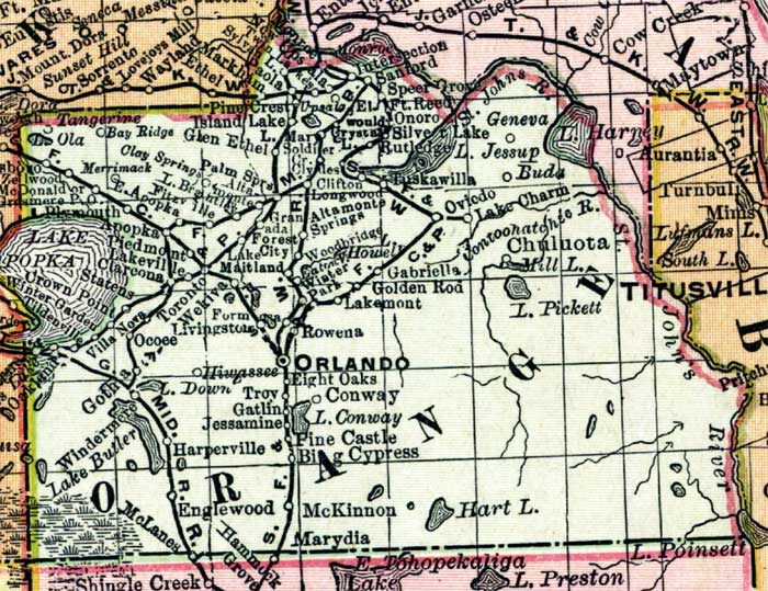 Map of Orange County, Florida, 1898