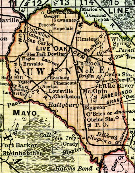 Map of Suwannee County, Florida, 1898