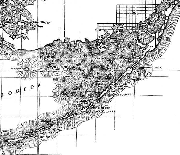 Map of Monroe County, Florida, 1888