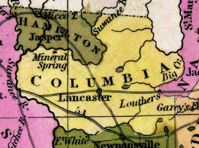 Map of Columbia County, Florida, 1839