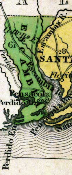 Map of Escambia County, Florida, 1839