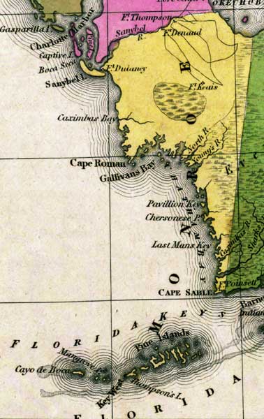 Map of Monroe County, Florida, 1839