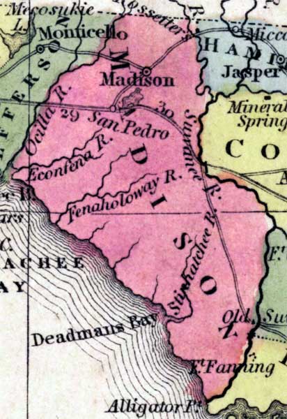 Map of Madison County, Florida, 1850