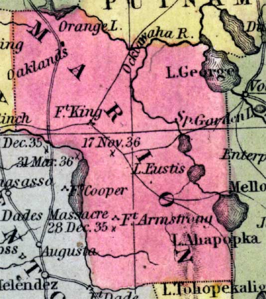 Map of Marion County, Florida, 1850