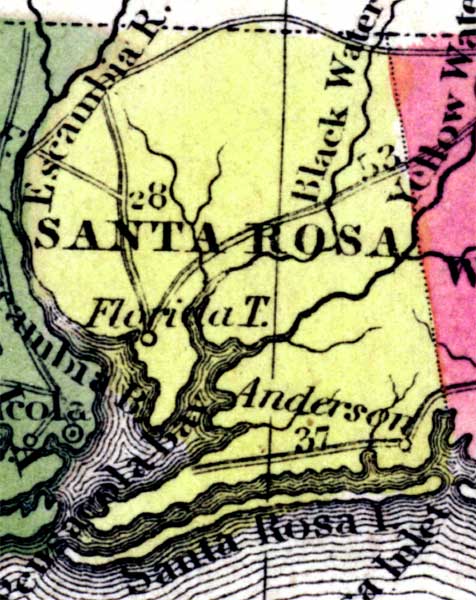 Map of Santa Rosa County, Florida, 1850