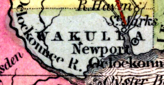 Map of Wakulla County, Florida, 1850