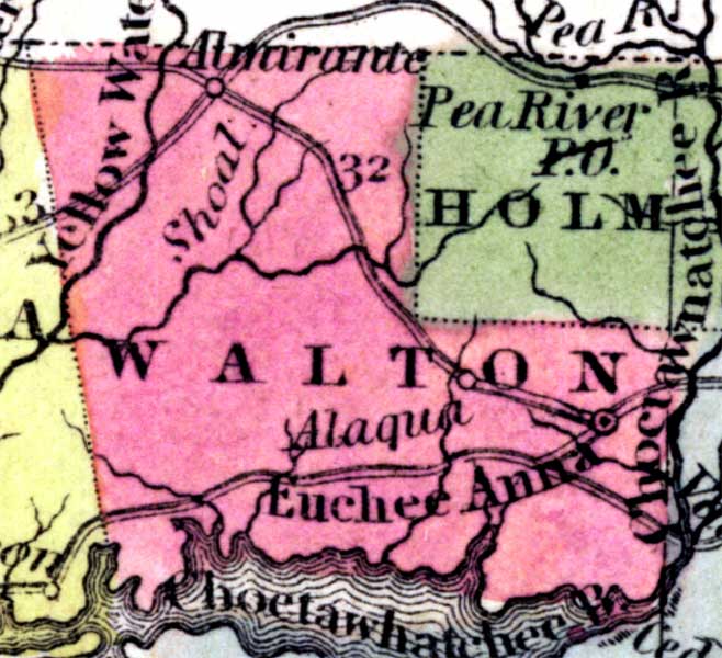 Map of Walton County, Florida, 1850