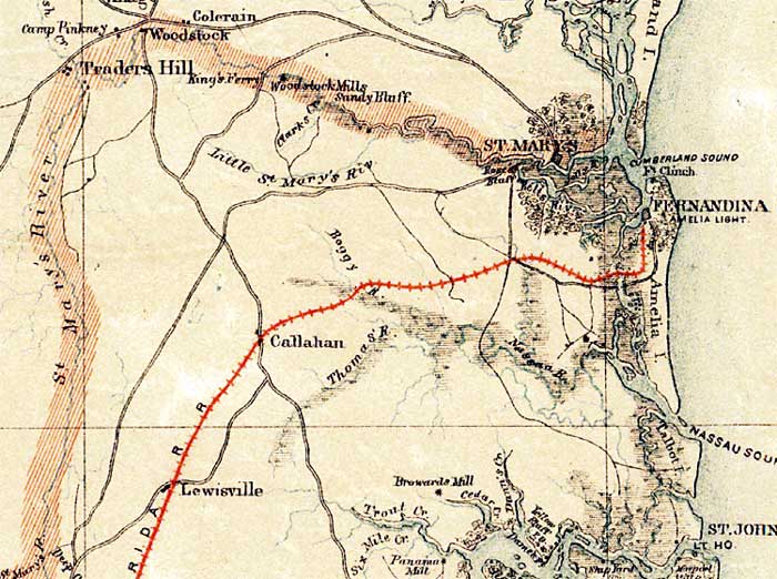 Map of Nassau County, Florida, 1864
