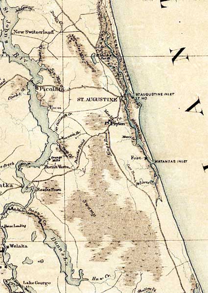 Map of St. Johns County, Florida, 1864
