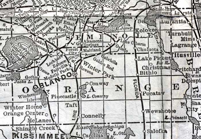 Map of Orange County, Florida, 1920