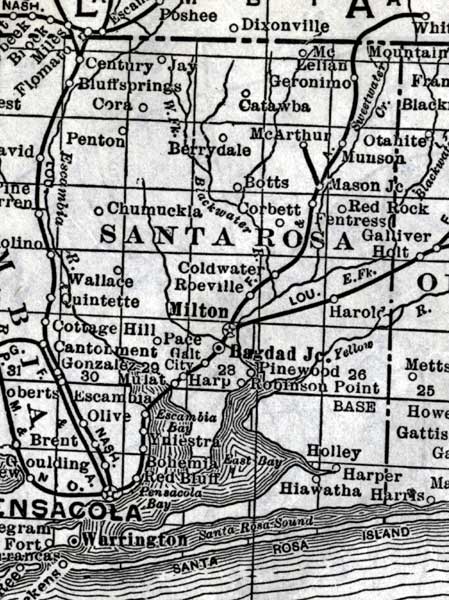 Map of Santa Rosa County, Florida, 1920