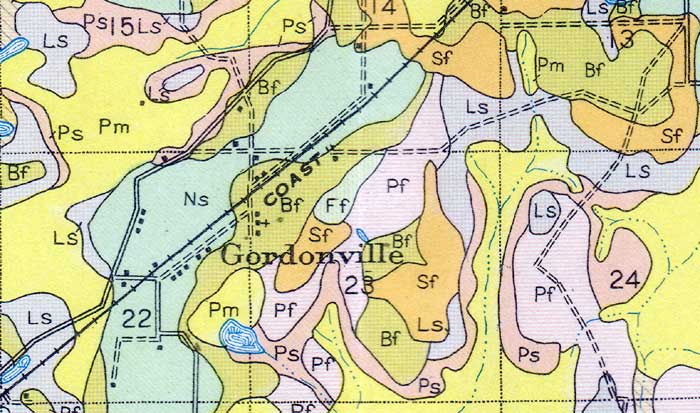 Map of Gordonville, Florida