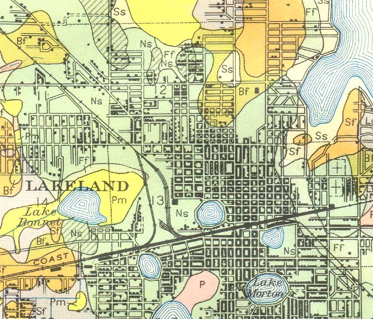 Polk County Mapa: Lakeland (1927). download. 
