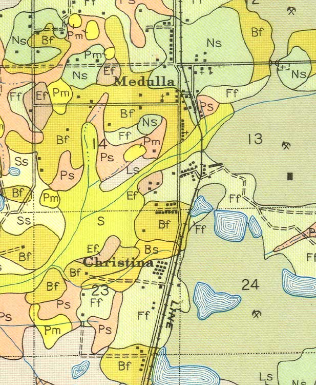 Map of Medula and Christina, Florida