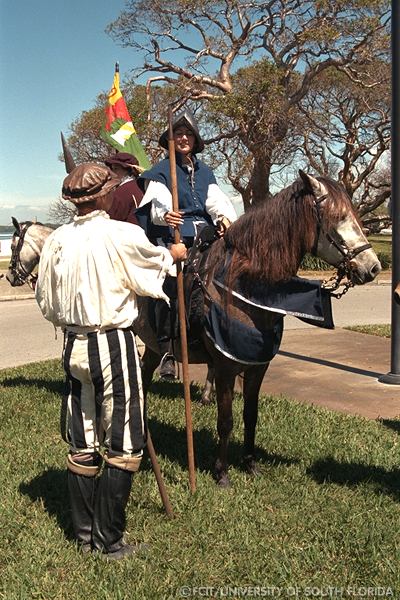 Reenactors and a horse