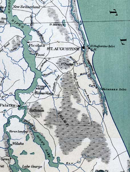 Map of St. Johns County, Florida, 1865