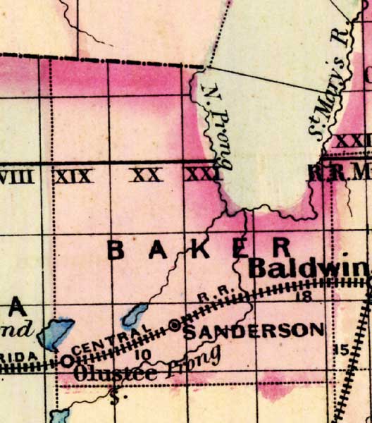 Map of Baker  County, Florida, 1877