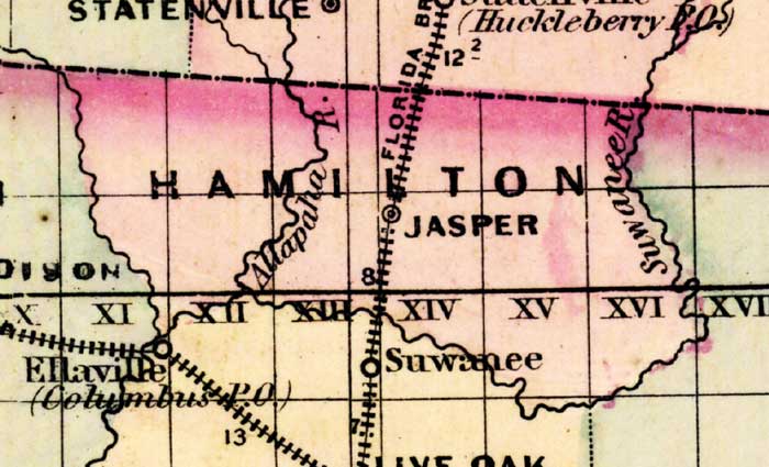 Map of Hamilton County, Florida, 1877