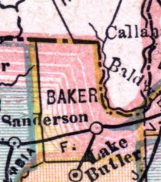 Map of Baker  County, Florida, 1880
