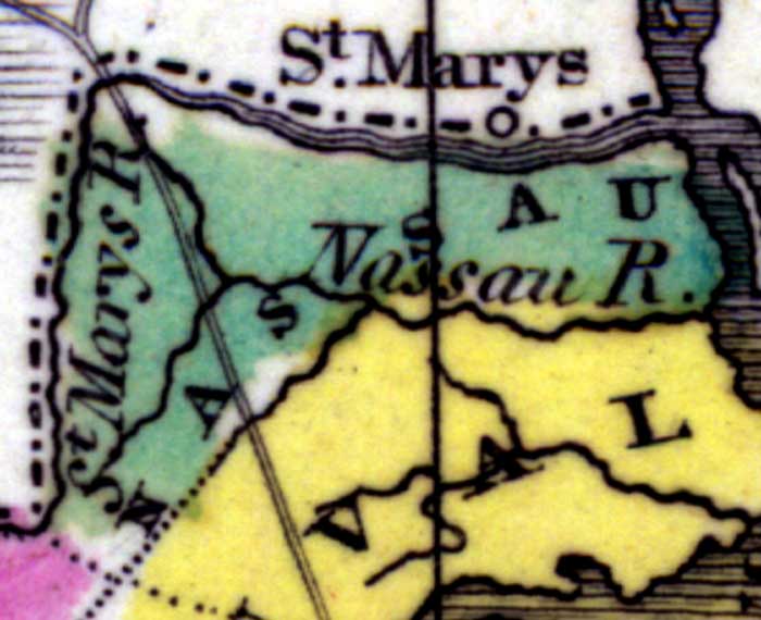 Map of Nassau County, Florida, 1834
