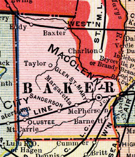 Map of Baker  County, Florida, 1902