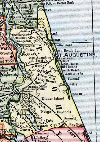 Map of St. Johns County, Florida, 1902