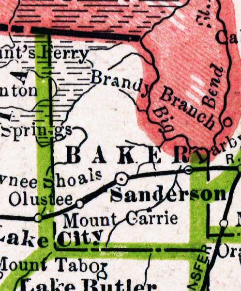 Map of Baker  County, Florida, 1886