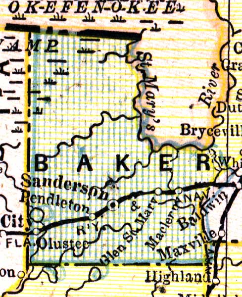 Map of Baker  County, Florida, 1890