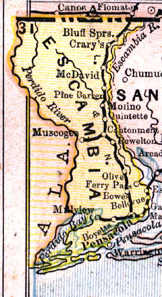 Map of Escambia County, Florida, 1890