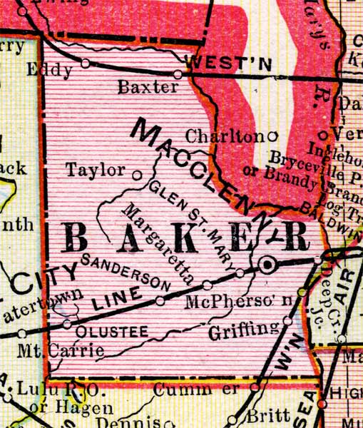 Map of Baker  County, Florida, 1899
