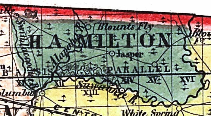 Map of Hamilton County, Florida, 1856