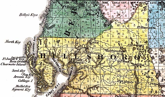 Map of Hillsborough County, Florida, 1856