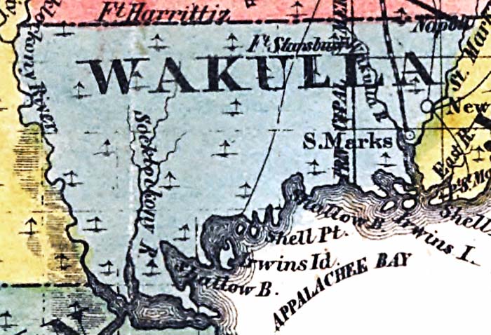 Map of Wakulla County, Florida, 1856