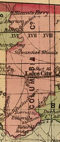 Map of Columbia County, Florida, 1874