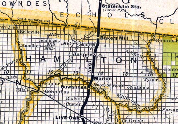 Map of Hamilton County, Florida, 1888