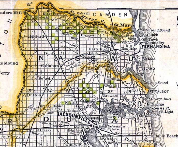 Map of Nassau County, Florida, 1888