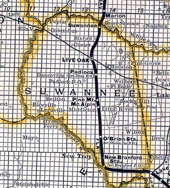 Map of Suwannee County, Florida, 1888