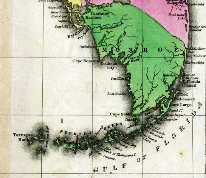 Map of Monroe County, Florida, circa 1825