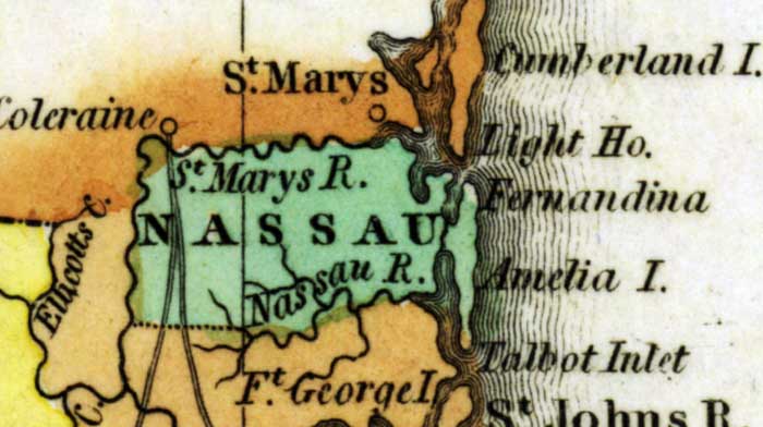 Map of Nassau County, Florida, circa 1825