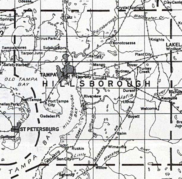 Map of Hillsborough County, Florida, 1932
