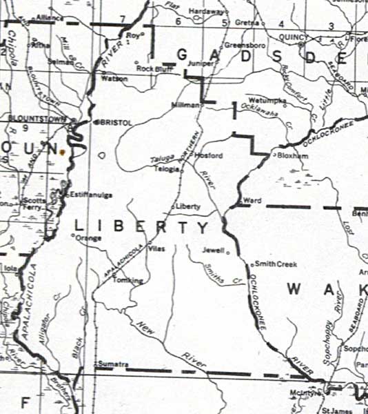 Map of Liberty County, Florida, 1932