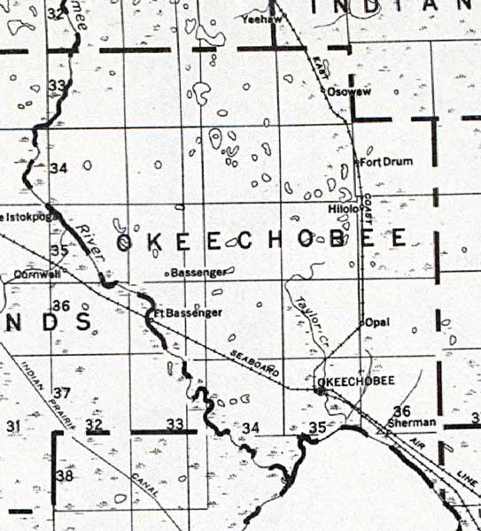 Map of Okeechobee County, Florida, 1932