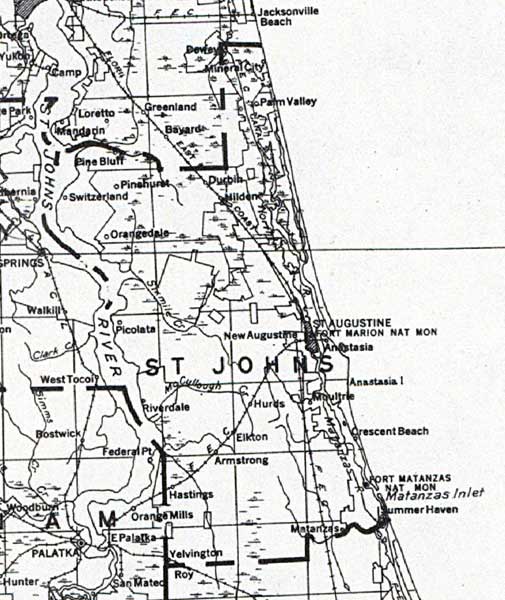 Map of St. Johns County, Florida, 1932