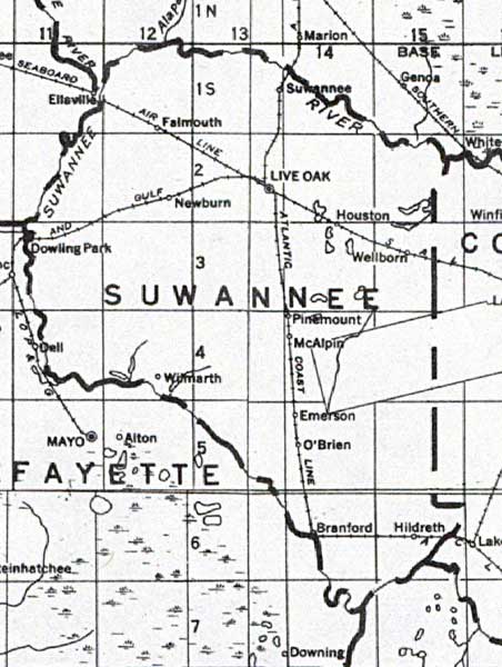 Map of Suwannee County, Florida, 1932