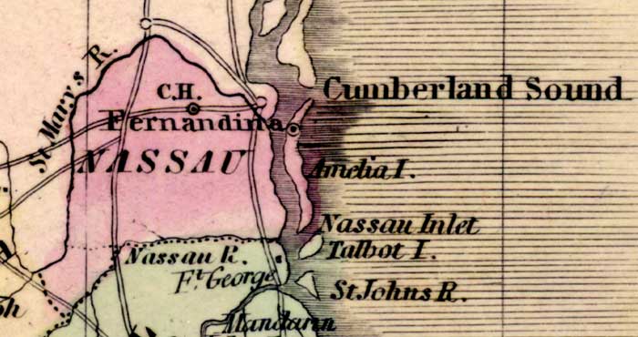 Map of Nassau County, Florida, 1842