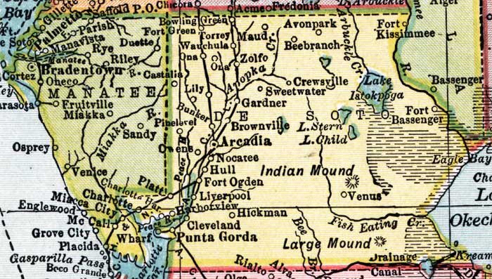 Map of De Soto County, Florida, 1910
