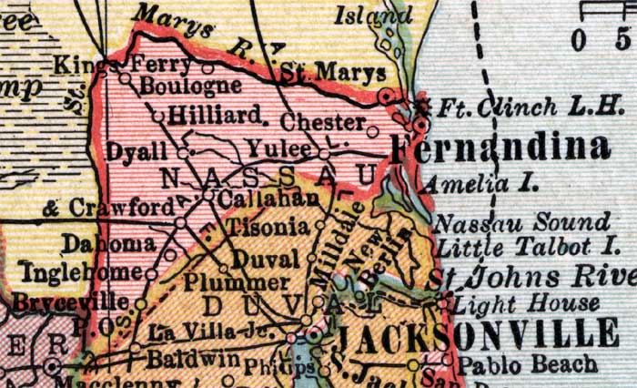 Map of Nassau County, Florida, 1910