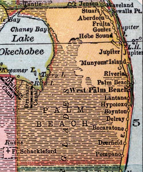 Map of Palm Beach County, Florida, 1910