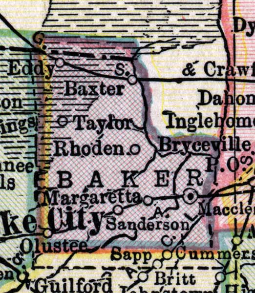Map of Baker  County, Florida, 1916