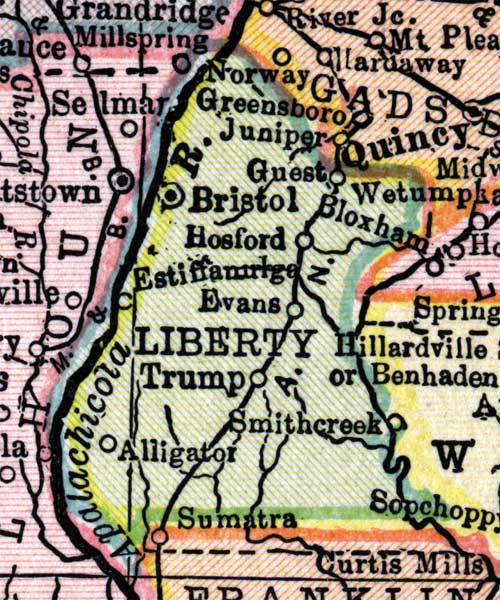 Map of Liberty County, Florida, 1916